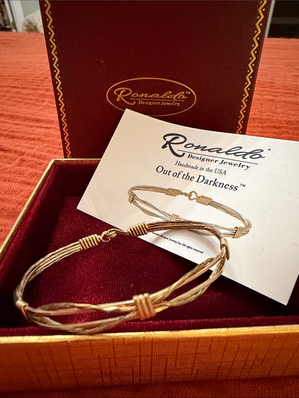 Ronaldo Silver and Gold Multi-Strand Wire Bangle - Women's Jewelry